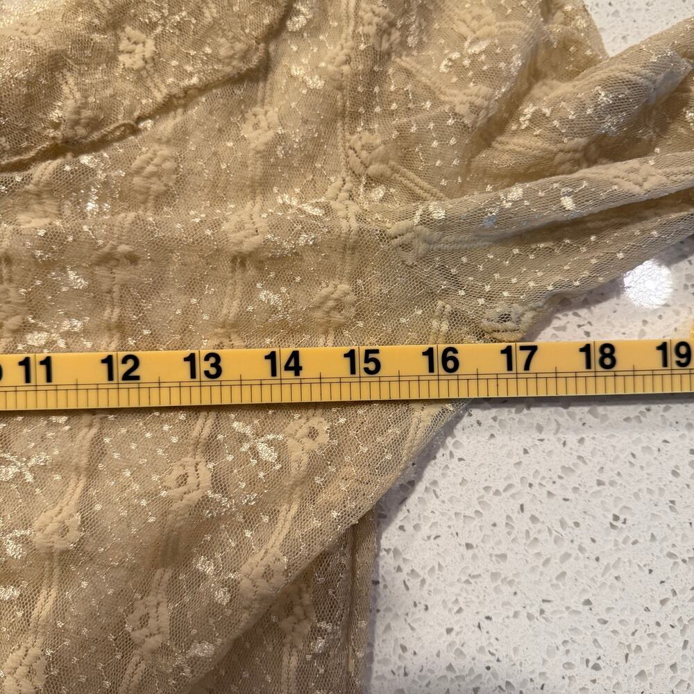 Beige Long Sleeve Lace Sheer Mesh Fairycore Top Small Fairy Coquette Medieval - Picture 8 of 9